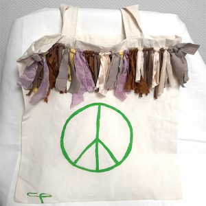 Tote bag personnalisé avec motif peace and love