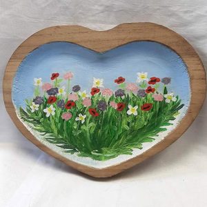 Tableau en bois champ de fleurs
